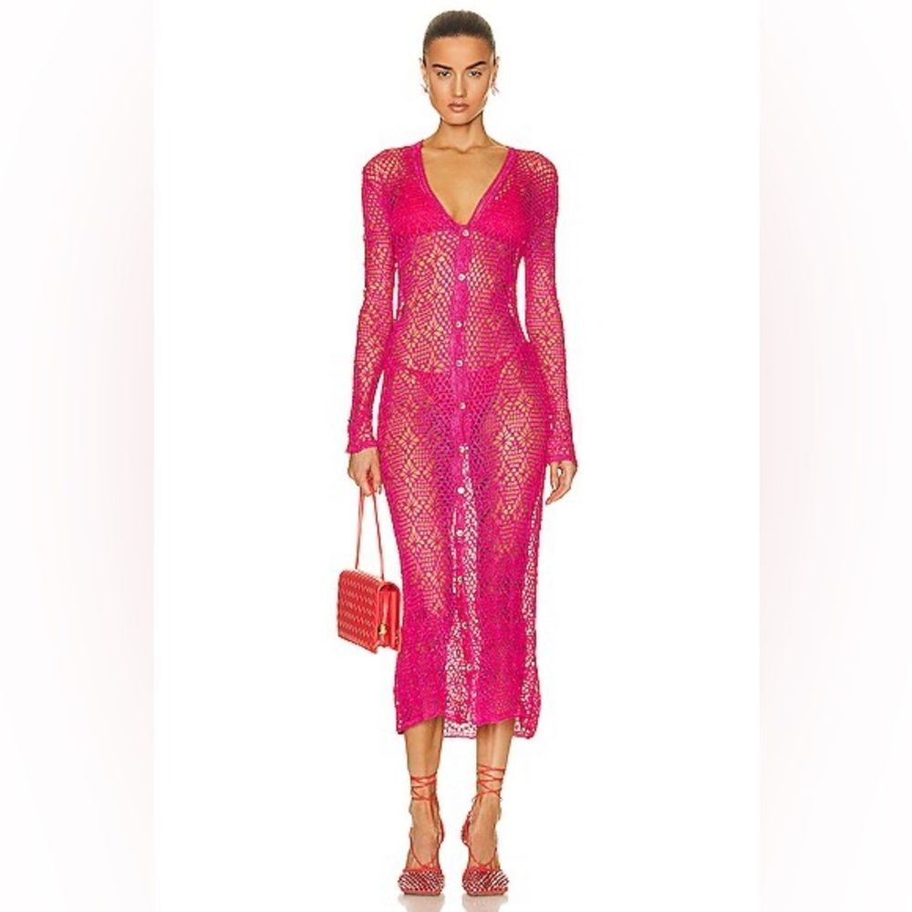 NWT ✨ SER.O.YA NY X REVOLVE ‘Allison Crochet Cardigan’ Hot Pink Size M/L $445